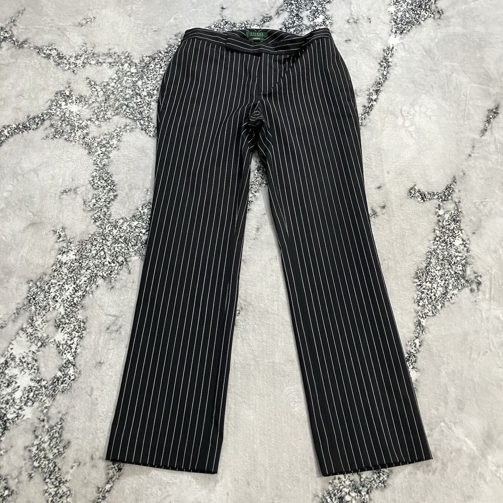 Lauren Ralph Lauren Womens Sz 10 100% Wool Pinstripe‎ Straight Leg Trouser Pants